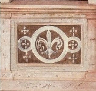 Frescoed panels of the façade